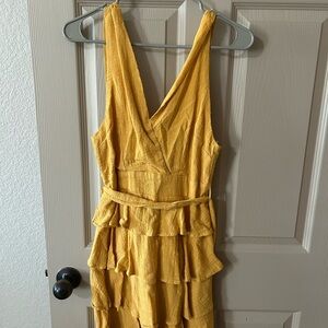 Yellow Sleeveless Ruffle Dress